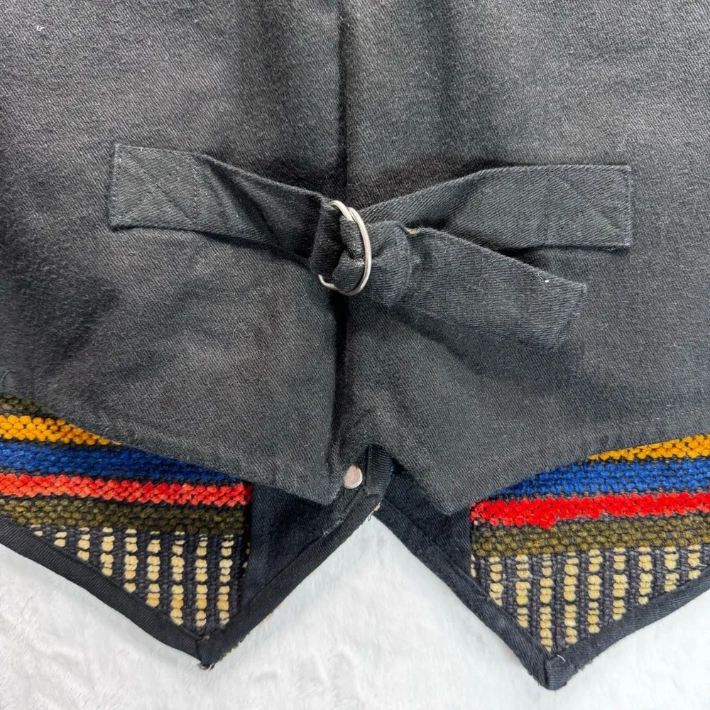 Vintage Jane Ashley Western Vest Woven with Suede Patches Southwestern Cowgirl